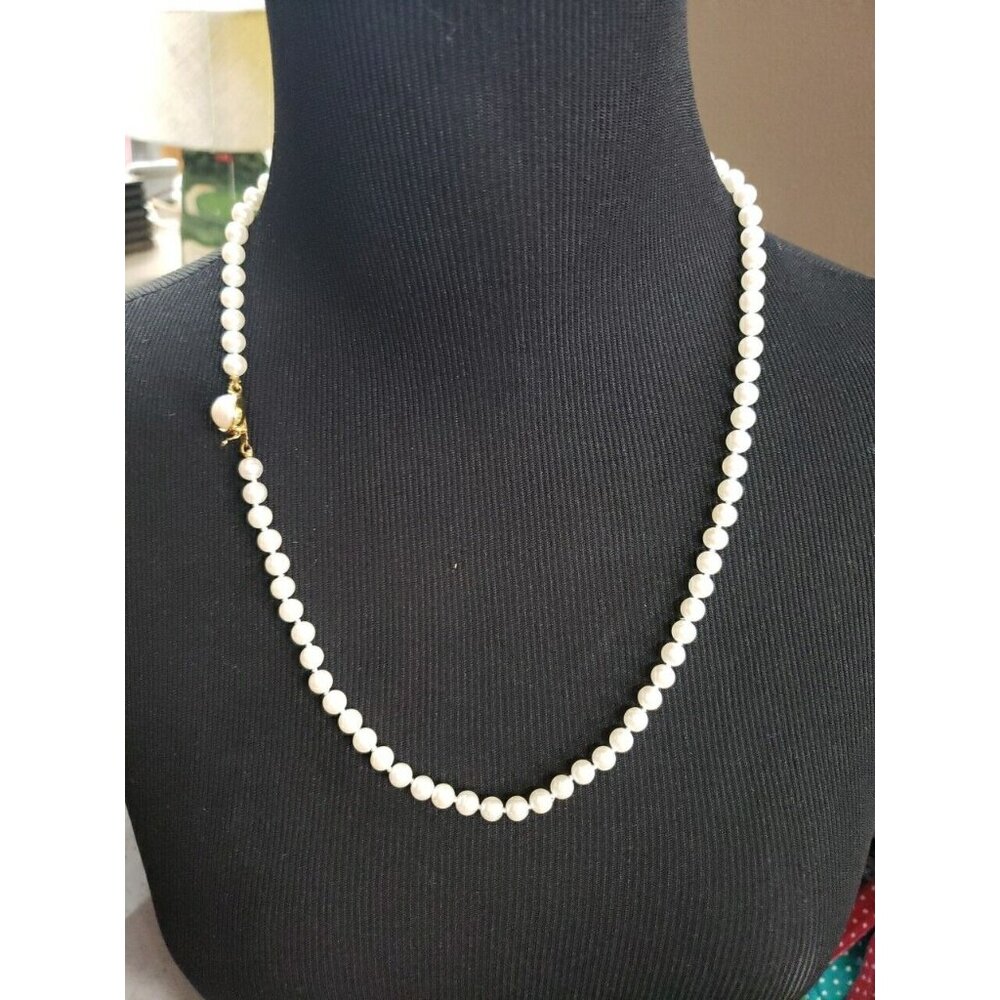 Authentic Vtg Signed CAROLEE Hand Knotted Pearl Necklace 23" Luxury Estate